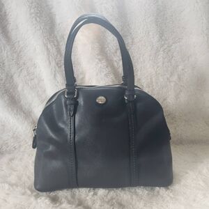 2013 Coach Peyton Black Leather Cora Domed Satchel Bag - F25671